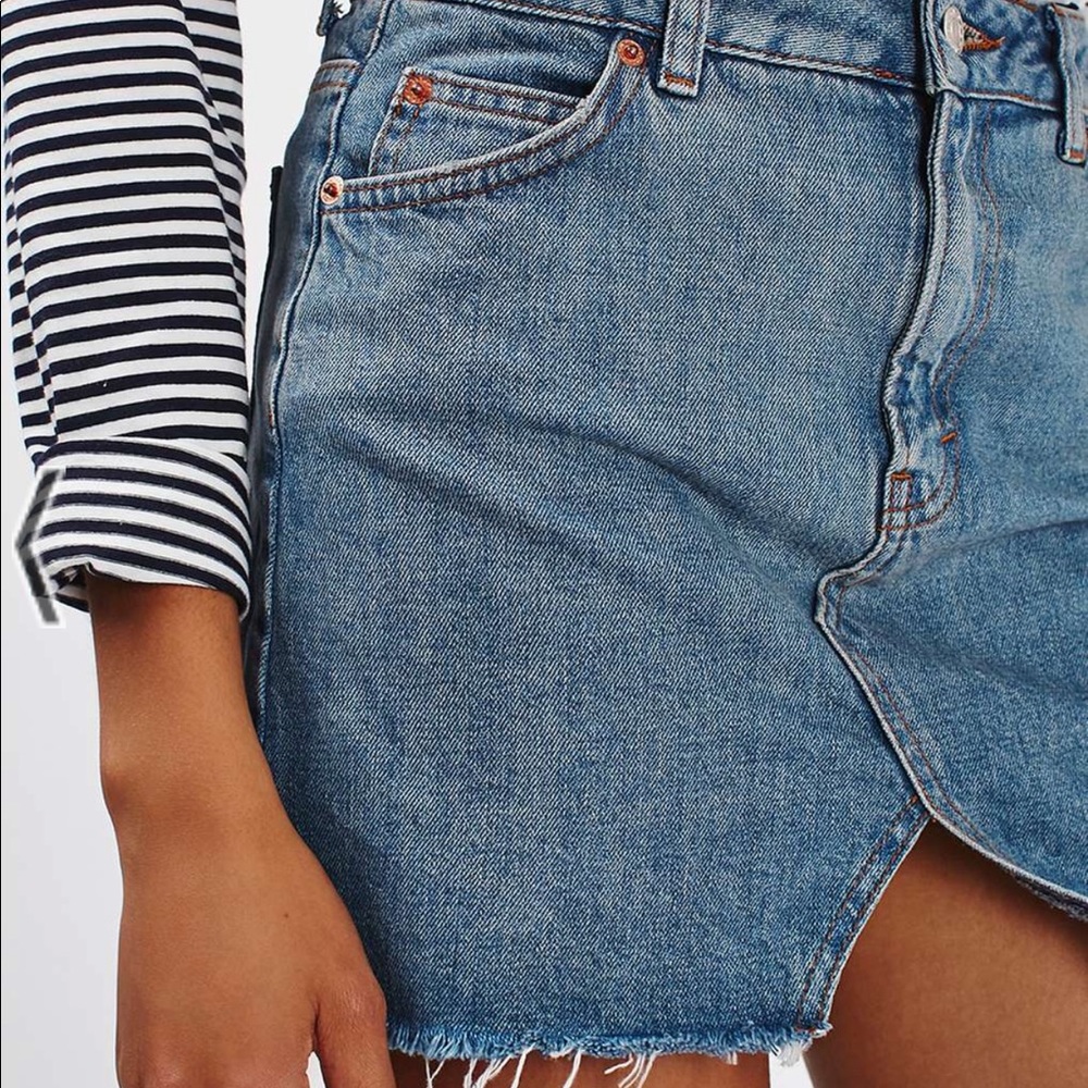 Topshop Moto Denim Cut Out Skirt - Size US 0